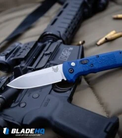 Benchmade 4400-1 Casbah Automatic Knife Blue Grivory (3.4" Satin) -Bladehq Store Benchmade 4400 1 Casbah Automatic Knife Blue Grivory Satin BHQ51629 kp tactical web