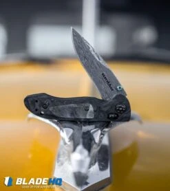 Benchmade 698-181 Foray Gold Class AXIS Lock Knife Marbled CF (3.2" Damasteel) -Bladehq Store Benchmade 698 181 Foray Gold Class AXIS Lock Knife Marbled CF Damasteel BHQ 78756 kp truck web