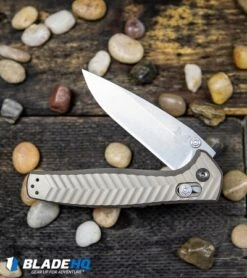 Benchmade 781 Anthem AXIS Lock Folding Knife Bronze Titanium (3.5" Stonewash) -Bladehq Store Benchmade 781 Anthem AXIS Lock Folding Knife Bronze Titanium Stonewash BHQ 51621 kp dark wood web