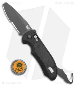 Benchmade Triage Automatic Knife Black (3.35" Black Serr) 9160SBK -Bladehq Store Benchmade Auto Triage Auto Black Black Serr BHQ 20033 jr bottlecap