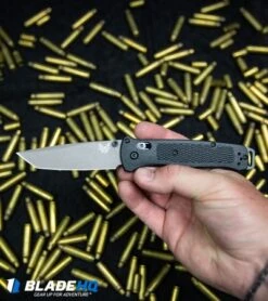 Benchmade Bailout AXIS Lock Knife Black Grivory (3.38" Gray Serr) 537SGY -Bladehq Store Benchmade Bailout AXIS Lock Knife Black Grivory Gray 537GY BHQ 96360 kpin hand brass web