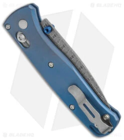Benchmade Bugout AXIS Lock Knife Blue Titanium (3.2" Damasteel) 535-2204 -Bladehq Store Benchmade Bugout AXIS Lock Blue Ti Damasteel BHQ 175025 jr side