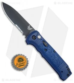 Benchmade 4400SBK-1 Casbah Automatic Knife Blue Grivory (3.4" Black Serr) -Bladehq Store Benchmade Casbah Blue Grivory Black Serr 4400SBK 1 BHQ 51634 jr bottlecap 2