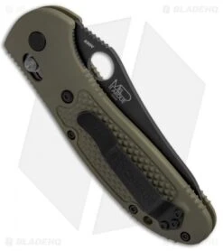 Benchmade Griptilian AXIS Lock Knife Olive Drab (3.45" Black Serr S30V) 550SBKOD -Bladehq Store Benchmade Griptilian Axis Lock Olive Drab Black Serr 550SBKOD BHQ 92481 jr side