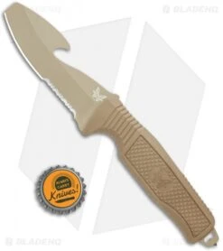 Benchmade H2O Fixed Blade Dive Knife Tan Santoprene (3.5" Tan Serr) 9 Benchmade H2O Fixed Blade Dive Knife Tan Santoprene (3.5" Tan Serr) -Bladehq Store Benchmade H20 Fixed Blade Dive Tan 112SSN Tan Coated Serr BHQ 123893 jr bottlecap
