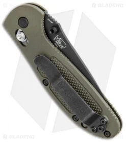 Benchmade Mini Griptilian OD Green Tanto Knife (2.91" Black Serr) 557SBKOD -Bladehq Store Benchmade Mini Griptilian AXIS OD Green Tanto Black Serr 557SBKOD BHQ 112500 jr side