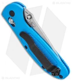 Benchmade Mini Griptilian AXIS Lock Knife Blue (2.91" Satin) 556-BLU-S30V -Bladehq Store Benchmade Mini Griptilian AXIs Lock Blue 556 BLU S30V BHQ 3563 jr side