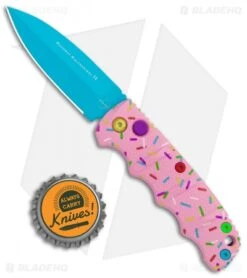 Boker Mini Dessert Warrior Kalashnikov Dagger Automatic Knife (2.5" Blue) Donut -Bladehq Store Boker Desert Warrior Mini Kalashnikov Dagger Auto Blue Donut BHQ 113886 jr bottlecap