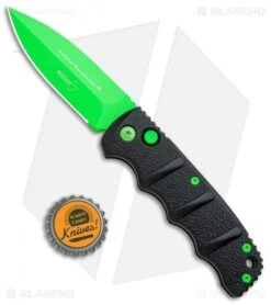 Boker Green Mamba Kalashnikov Dagger Automatic Knife (3.25" Electric Green D2) -Bladehq Store Boker Kalashnikov Black Widow Green jr bottlecap
