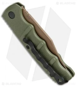 Boker Desert Warrior Kalashnikov Bowie Automatic Knife OD Green (D2 Copper) 9 Boker Desert Warrior Kalashnikov Bowie Automatic Knife OD Green (D2 Copper) -Bladehq Store Boker Kalashnikov Bowie Auto Desert Warrior OD Green Copper 01KALS22N BHQ 17106 jr side 2