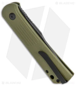 Boker Lundquist Alluvial Automatic Knife OD Green (3" Black SW) -Bladehq Store Boker Lundquist Alluvial Auto OD Green Aluminum Black SW BHQ 125069 jr side