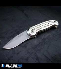 Boker Magnum Drop Point Automatic Knife Champagne (3.25" Bead Blast) 01BO007 -Bladehq Store Boker Magnum Champagne Automatic Knife Bead Blast Plain BP0065 kp