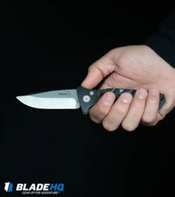 Boker Plus Strike Tanto Automatic Knife (3.25" Black Serr D2) -Bladehq Store Boker Plus Strike Drop Point Automatic Knife Stonewash 01BO400N BHQ 32040 kp in hand web