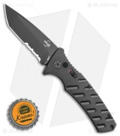 Boker Plus Strike Tanto Automatic Knife (3.25" Black Serr D2) -Bladehq Store Boker Plus Strike Tanto Automatic Knife 3.25 Black Serr 01BO401N LS Bottlecap