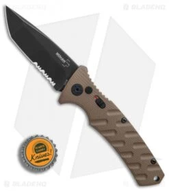 Boker Plus Strike Tanto Automatic Coyote Brown (3.25" Black SW Serr) 01BO425N -Bladehq Store Boker Plus Strike Tanto Coyote Brown black sw serr BHQ 67885 er bottlecap
