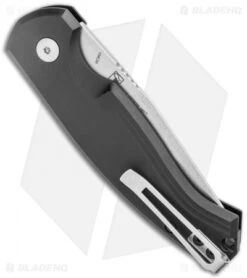 Boker Plus Vox Karakurt Automatic Knife Black Aluminum (3" Stonewash) 01BO363 -Bladehq Store Boker Plus Vox Karakurt Auto Black Aluminum SW 01BO363 BHQ 120631 jr side