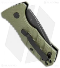 Boker Stubby Strike CA Legal Automatic Knife OD Green (1.9" Smokewash D2) -Bladehq Store Boker Stubby Strike CA Legal Auto OD Green Smokewash 01BO442NSOI BHQ 99648 jr side