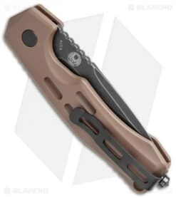Boker Thunder Storm Automatic Knife Coyote Brown Aluminum (2.9" Blackwash AUS-8) -Bladehq Store Boker Thunder Storm Auto Coyote Blak SW BHQ 110586 jr bottlecap