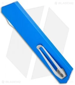 Boker USA Kwaiken OTF Automatic Knife Blue Aluminum (3.4" Satin) 06EX550 -Bladehq Store Boker USA Kwaiken OTF Auto Blue Aluminum SW 06EX550 BHQ 115742 jr side