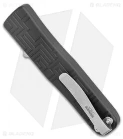 Boker USA OTF Automatic Knife Black Aluminum (3.5" Stonewash) -Bladehq Store Boker USA OTF Auto Black Aluminum SW 06EX260 BHQ 94101 jr side