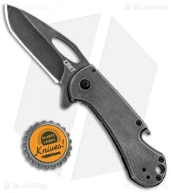 CRKT Bev-Edge Flipper Knife W/ Bottle Opener Black (2.5" Black Stonewash) 4635 -Bladehq Store CRKT Bev Edge Flipper Bottle Opener Black SW 4635 BHQ 92320 jr bottlecap