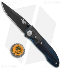 Vintage Benchmade 690 Liner Lock Knife Blue Wood/CF (3.625" Black) 690BTBLU -Bladehq Store Vintage Benchmade 690 LL Blue Wood CF 690BTBLU BHQ 99186 jr bottlecap