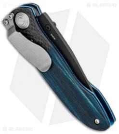 Vintage Benchmade 690 Liner Lock Knife Blue Wood/CF (3.625" Black) 690BTBLU -Bladehq Store Vintage Benchmade 690 LL Blue Wood CF 690BTBLU BHQ 99186 jr side