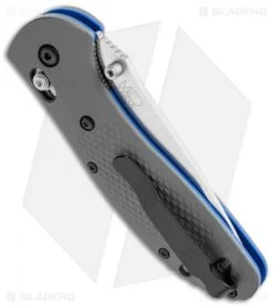 Benchmade Griptilian AXIS Lock Knife Gray/Blue G-10 (3.45" Satin Serr) 551S-1 -Bladehq Store benchmade griptilian 551s 1 side cm