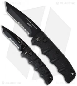 Boker Mini Kalashnikov Tanto Automatic Knife Black (2.5" D2 Black Serr) -Bladehq Store boker kalashnikov mini 01kals73bts size comparison