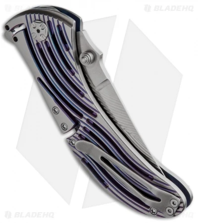 Brian Tighe Custom Medium Tighe Rod Folding Knife Gray/Blue Ti (3.5" Satin) 2 Brian Tighe Custom Medium Tighe Rod Folding Knife Gray/Blue Ti (3.5" Satin) - Image 2
