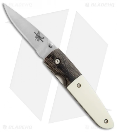 Vintage Benchmade 850-01 Mel Pardue Knife Black Dymondwood/Ivory (2.8" Satin) 1 Vintage Benchmade 850-01 Mel Pardue Knife Black Dymondwood/Ivory (2.8" Satin)